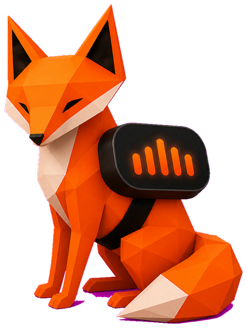 Sitzender Fuchs mit der Diktat-Pille